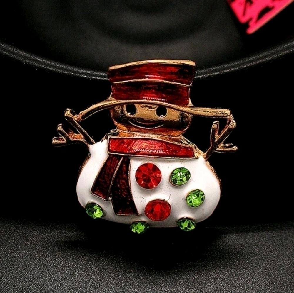 Nwt BETSEY JOHNSON White enamel Christmas Snowman